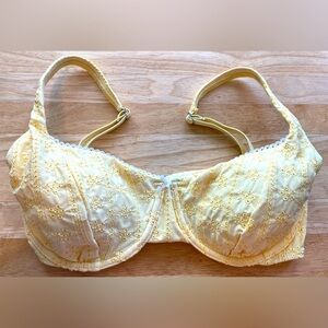 Yellow Floral Lace Bra